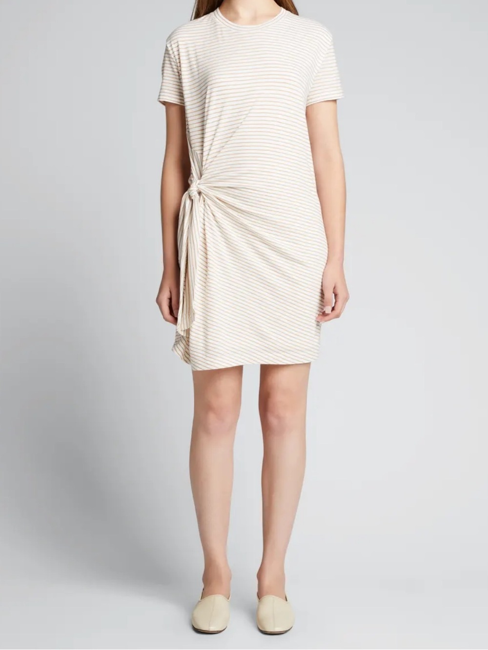Vince Striped Side Tie T Shirt Dress Cotton Mini Dress Medium